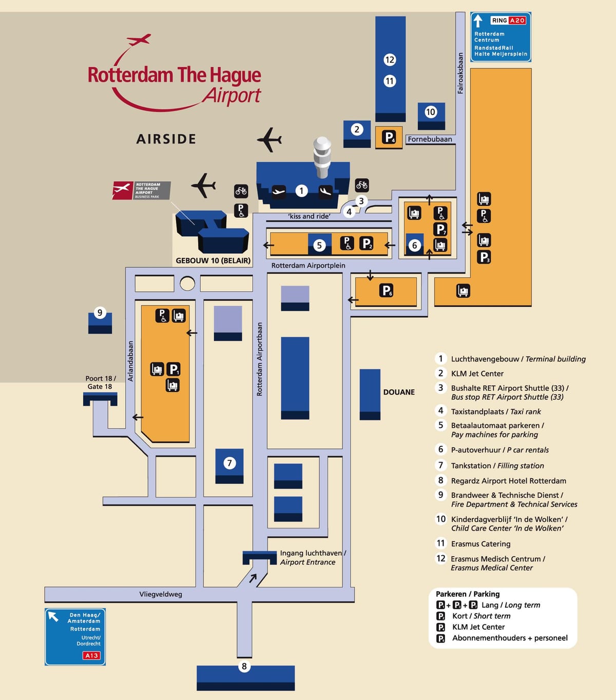 Mapa de l'aeroport de Rotterdam 