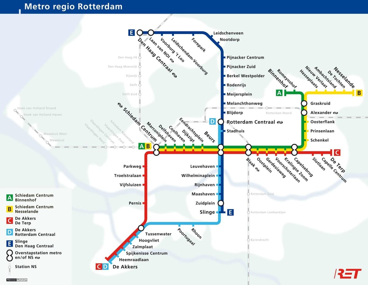 Rotterdam metro mapa