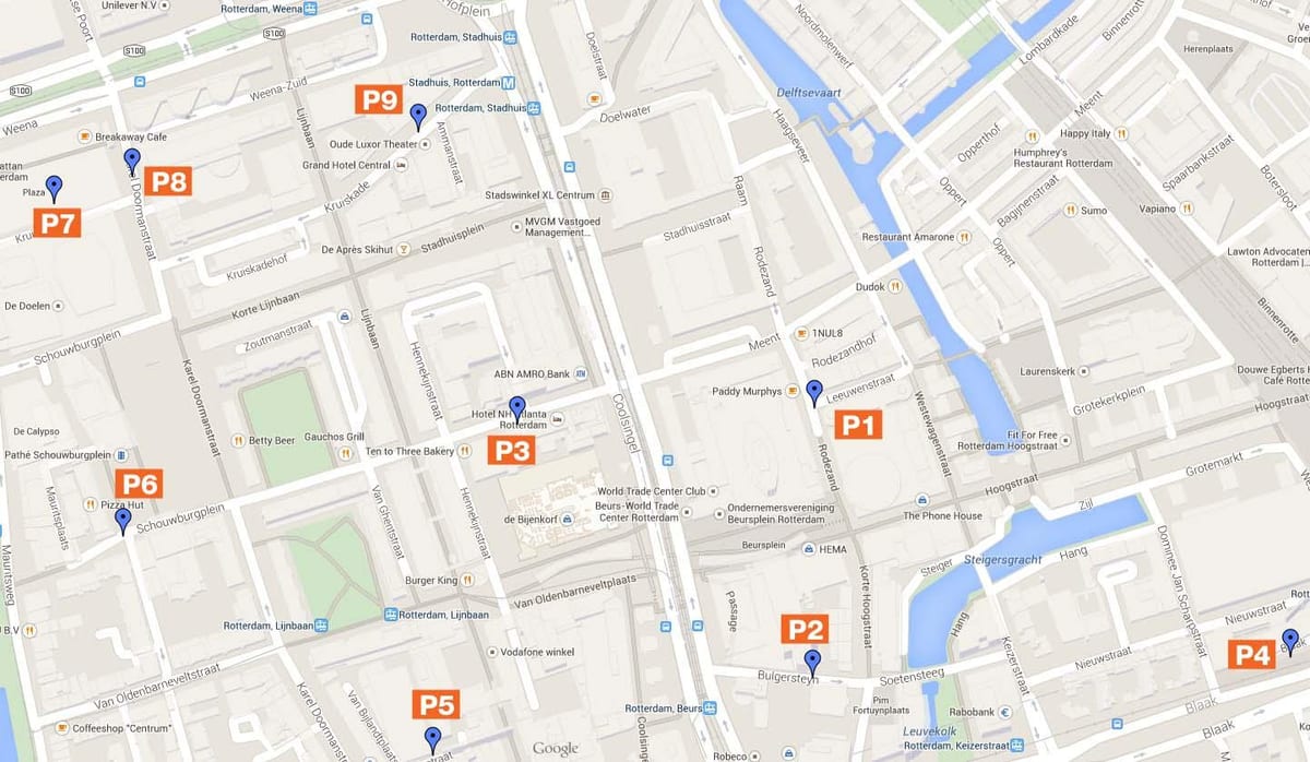 Mapa de Rotterdam zones d'aparcament 