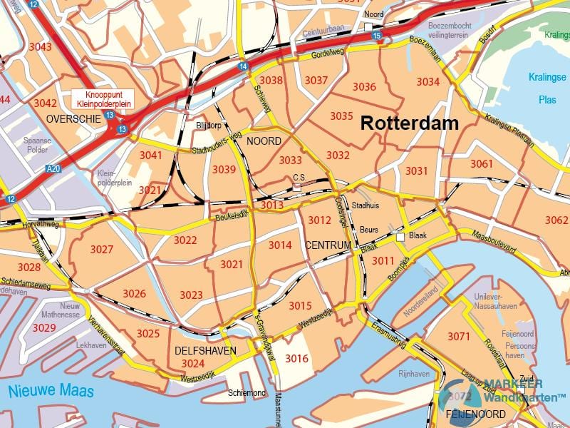 Mapa de Rotterdam codi postal 
