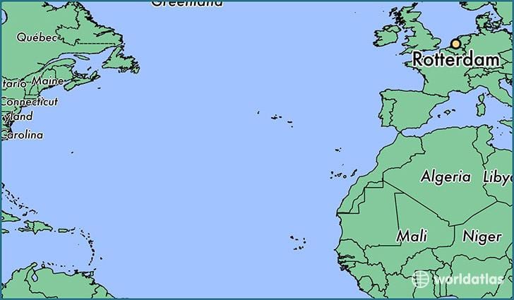 mapa de Rotterdam en el món 