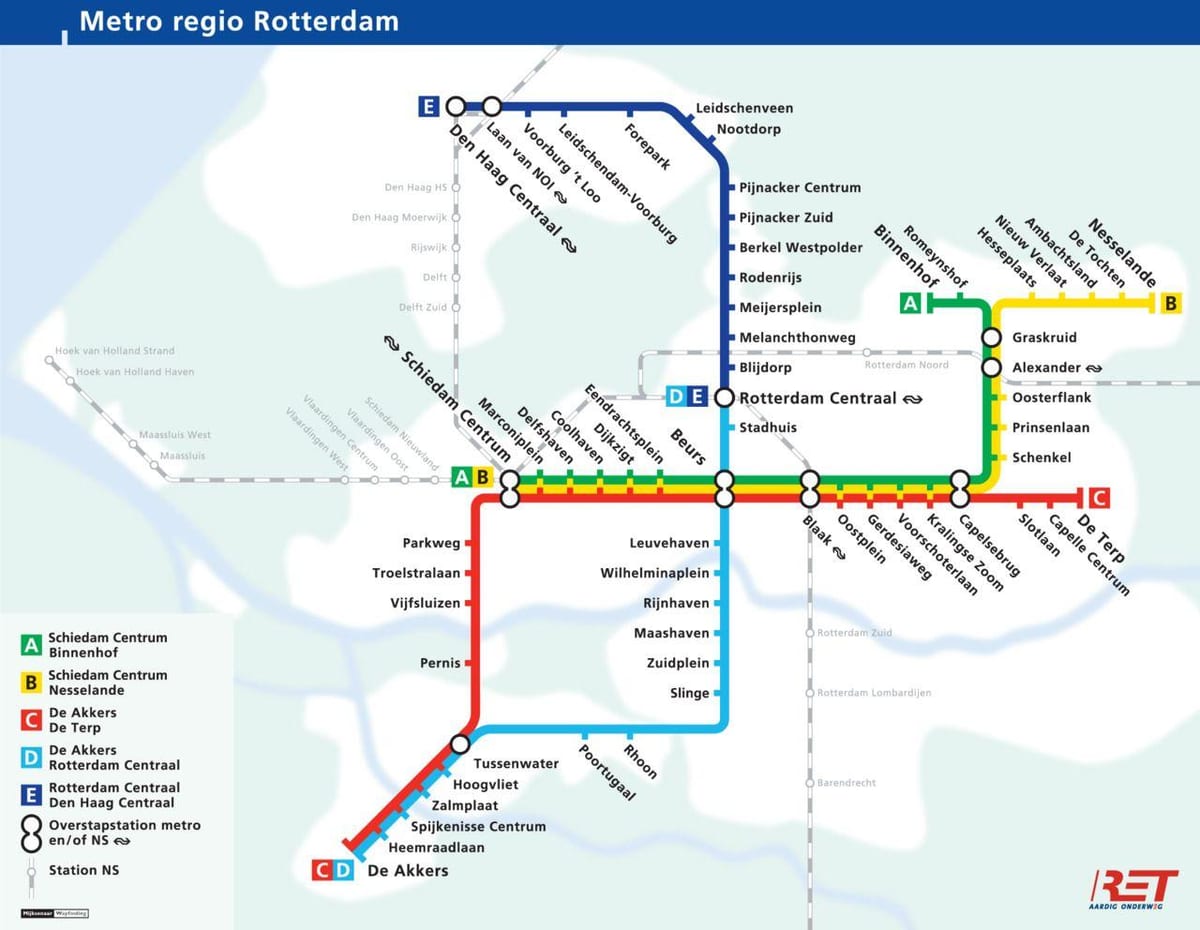 Rotterdam metro mapa
