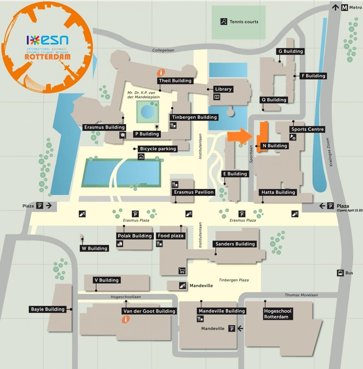 Mapa de l'erasmus university de Rotterdam 