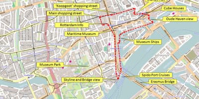Mapa de Rotterdam recorregut a peu 